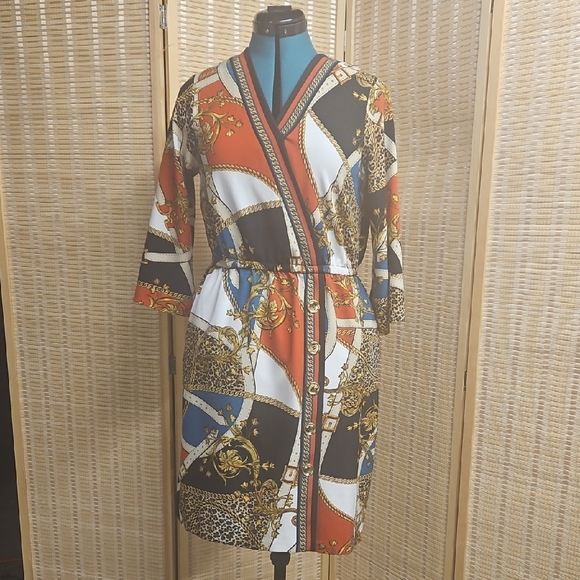 Cato Dresses & Skirts - Cato Elegant Multicolor Women's Faux Wrap Dress